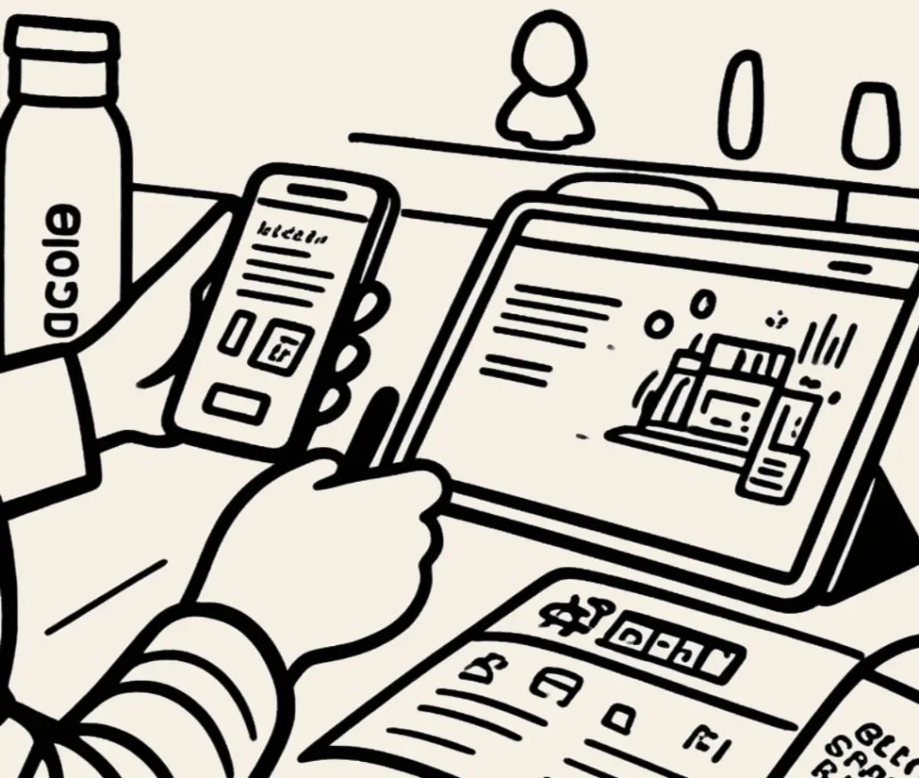 line art of someone sitting of a table and doing work Best Freelance Digital Marketer in Thrissur